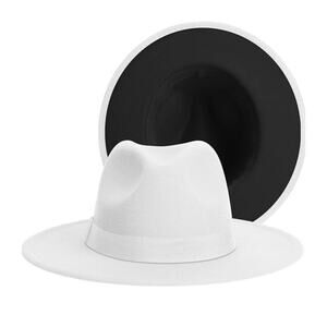 SAJUZEN Womens & Mens Fedora Hat, Wide Brim Fedora Hat White